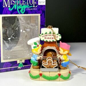 VTG Mistletoe Magic Collection Christmas Ornament Elves In North Pole Bakery Box